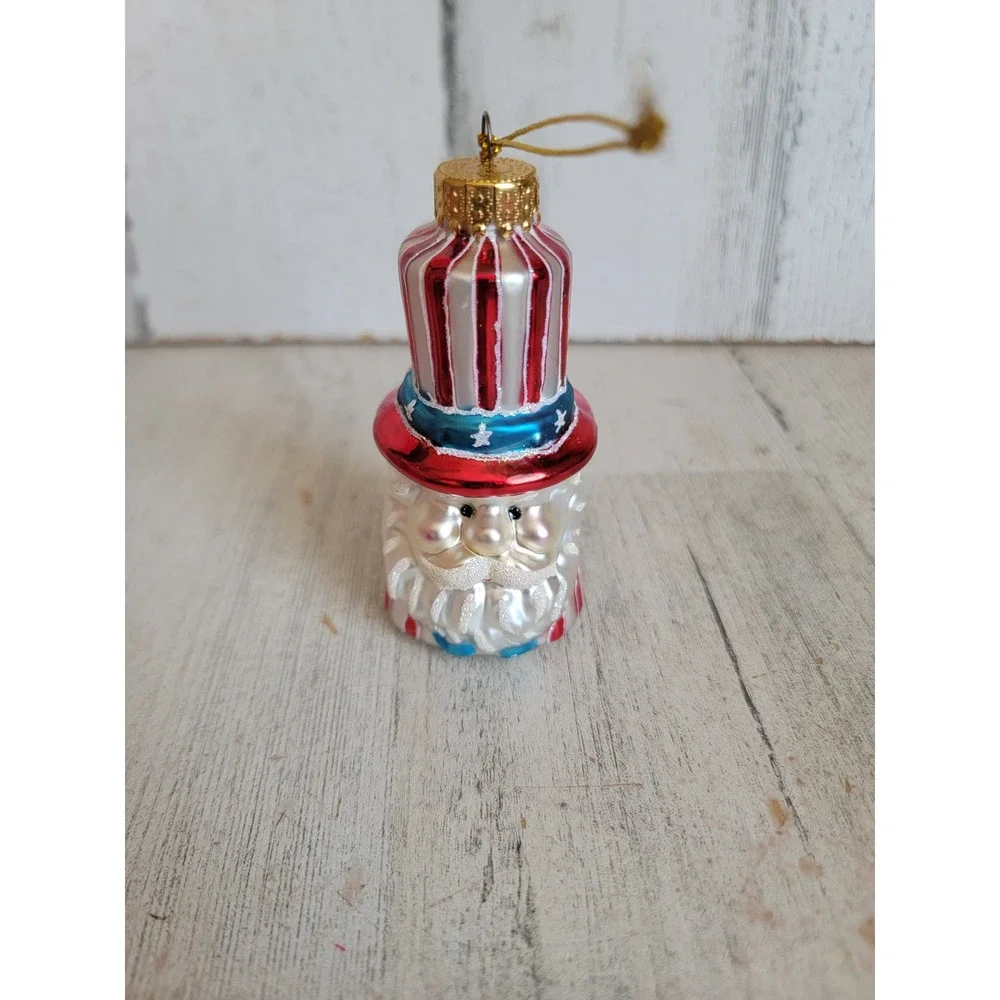 July 4th uncle same Santa Claus glass ornament Xmas unique home decor
